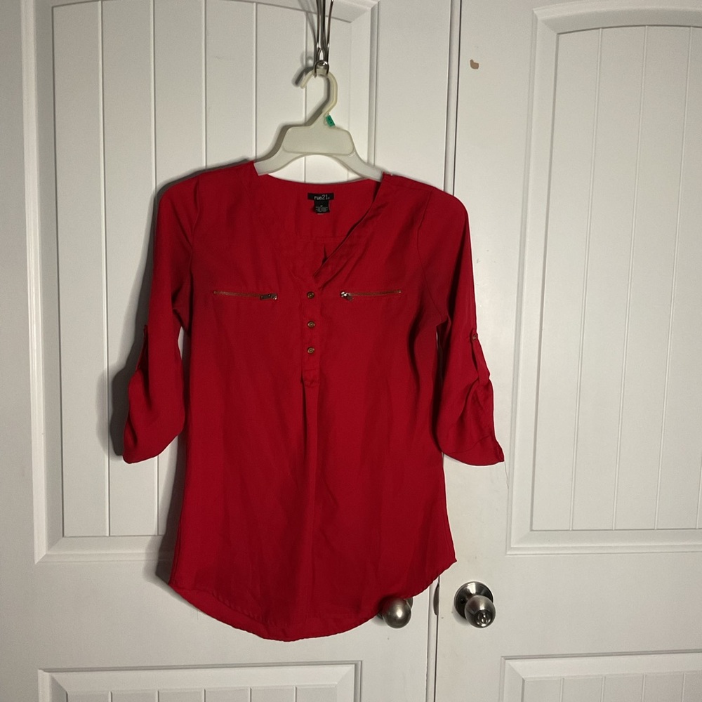 Rue 21 medium red sheer top